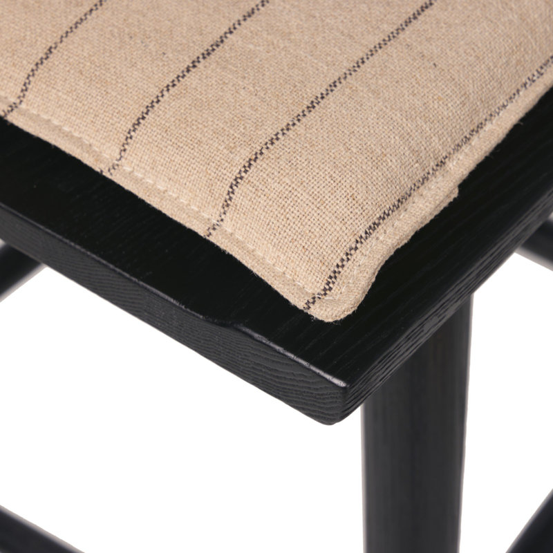 Garth Solid Wood Bar Stool, Counter Stool (25.21" Seat Height), Lavon Flint/Linen Blend, Black Oak