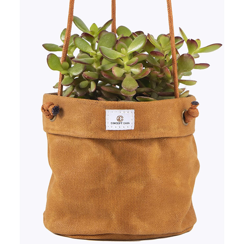 Yellow Waxed Canvas Indoor/Outdoor Hanging Planter