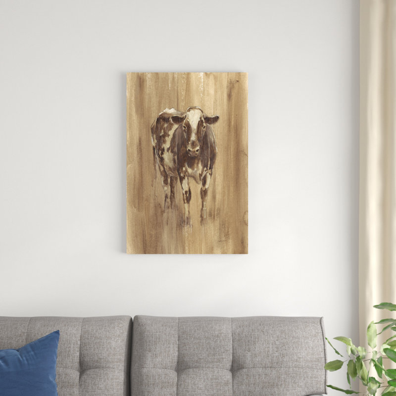 " Wood Panel Cow " by Ethan Harper Painting Print, 30" H x 20" W x 1.25" D