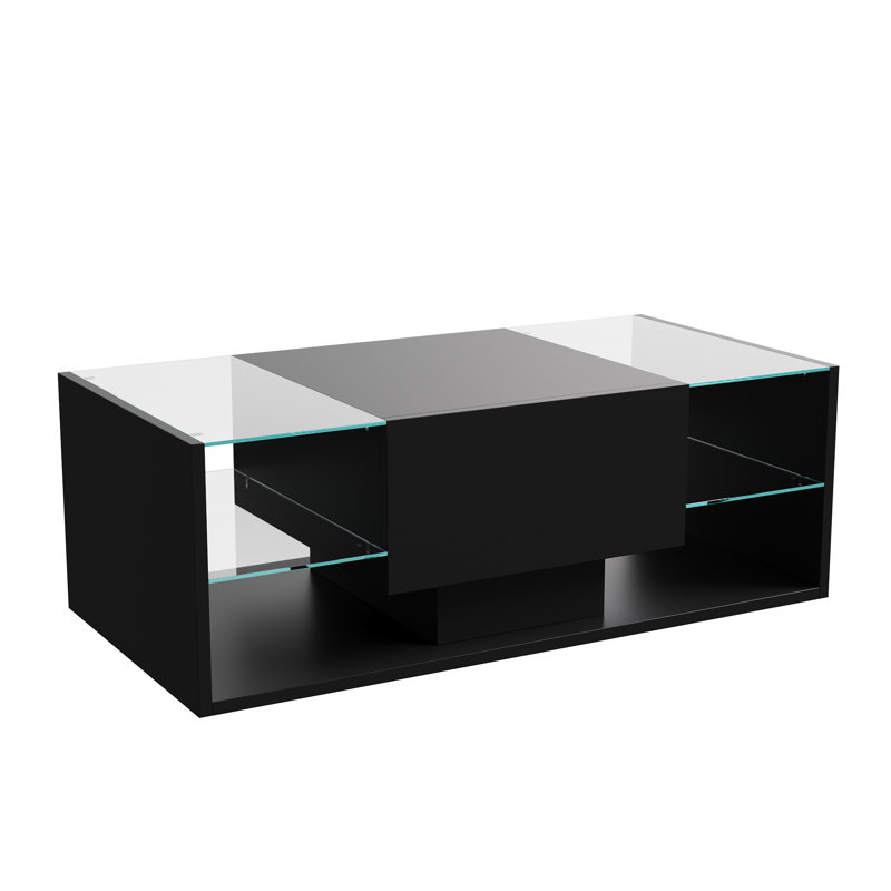 Solid Coffee Table with Storage, Black