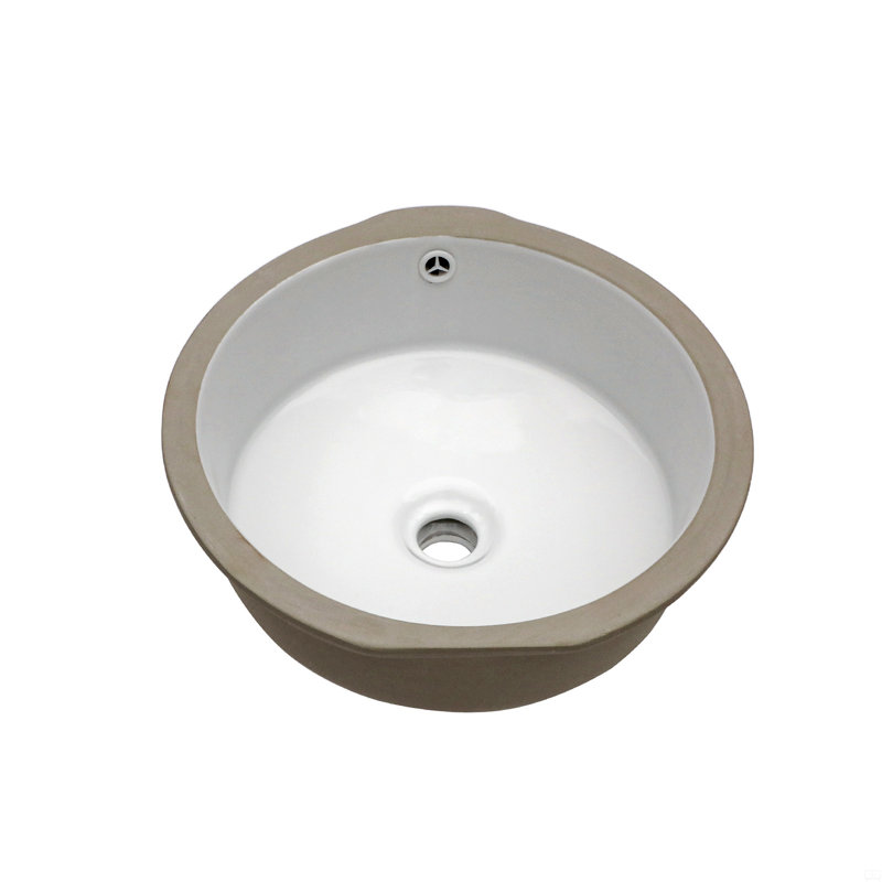 15.75"X15.75" White Ceramic Round Undermount Bathroom Sink