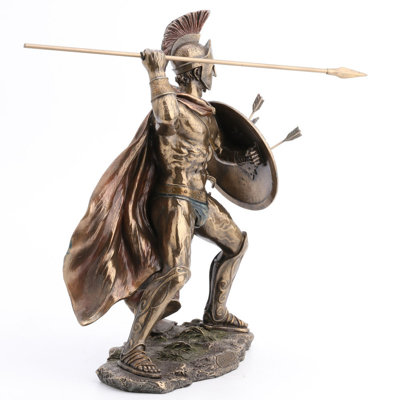12.8 In H Leonidas With Spear And Shield Figurine  Poly Resin