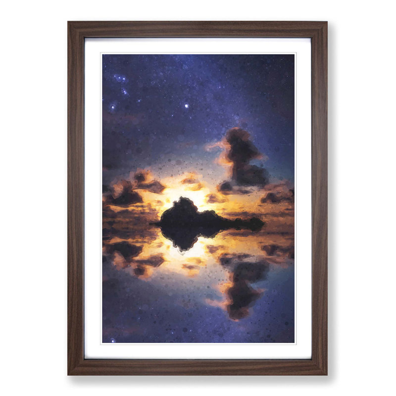 Stars Above Big Sur in California - Picture Frame Graphic Art Print, 87cm H x 62cm W x 2cm D, Walnut Framed