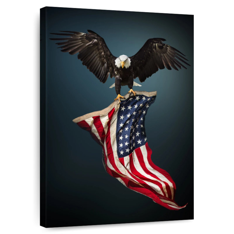 Brampt Eagle With American Flag, 24" H x 16" W