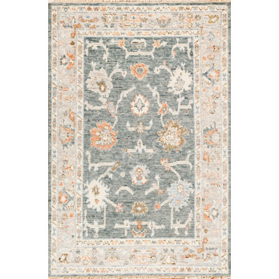 Cascade Hand Knotted Wool Area Rug in Gray