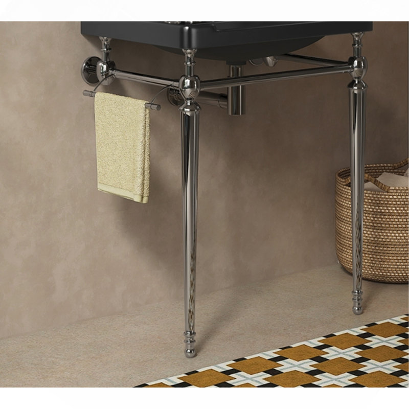 28" Freestanding Bathroom Console Iron Leg, NO Basin and Faucet, Silver
