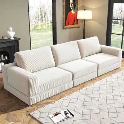 Canapé modulaire à compression Cloud, siège rembourré à siège profond moderne pour le salon, la chambre à coucher, aucun assemblage requis, tissu en velours côtelé, configurations flexibles