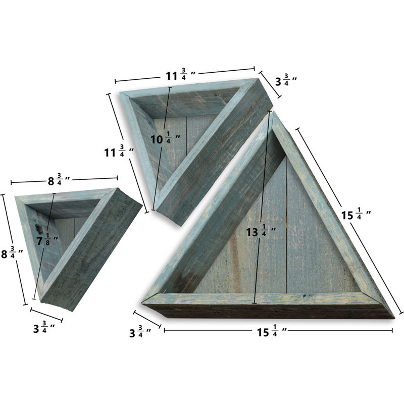 Triangle Accent Shelf with Adjustable Shelves, Driftwood Blue