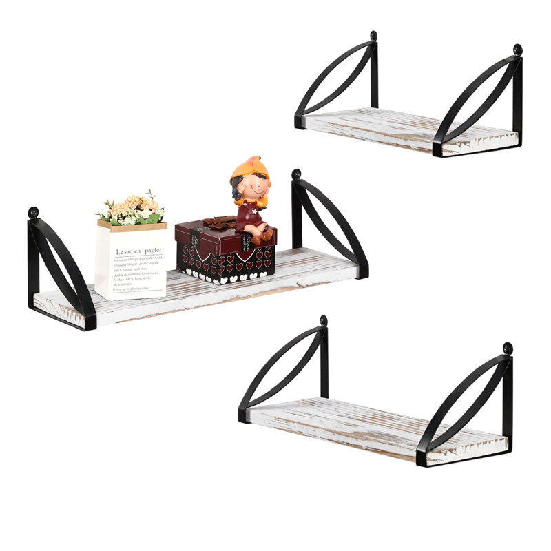Letemps 3 Piece Floating Shelf, Rustic Wood