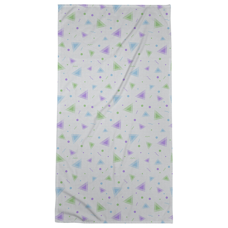 Serviette de bain rétro 90 ' ', Mauve/vert