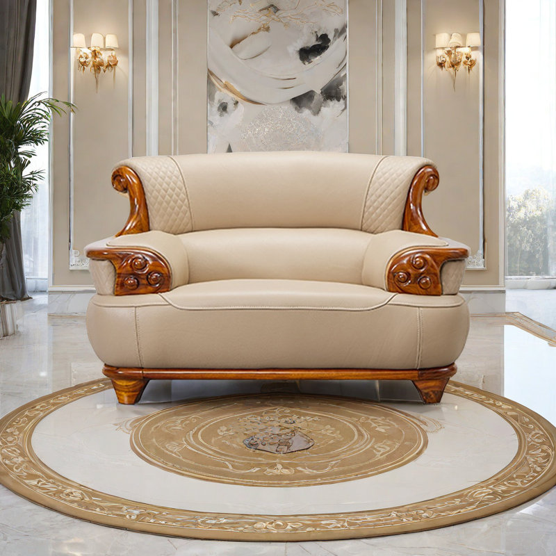 Fauteuil en cuir véritable de 49,2 po Daygen