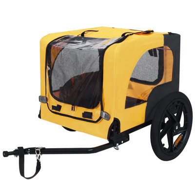 Chariot pour chien avec bicyclette, adapté aux petits et moyens animaux, cadre de chariot pliant facile, roue à dégagement rapide, plancher antidérapant, laisse intérieure