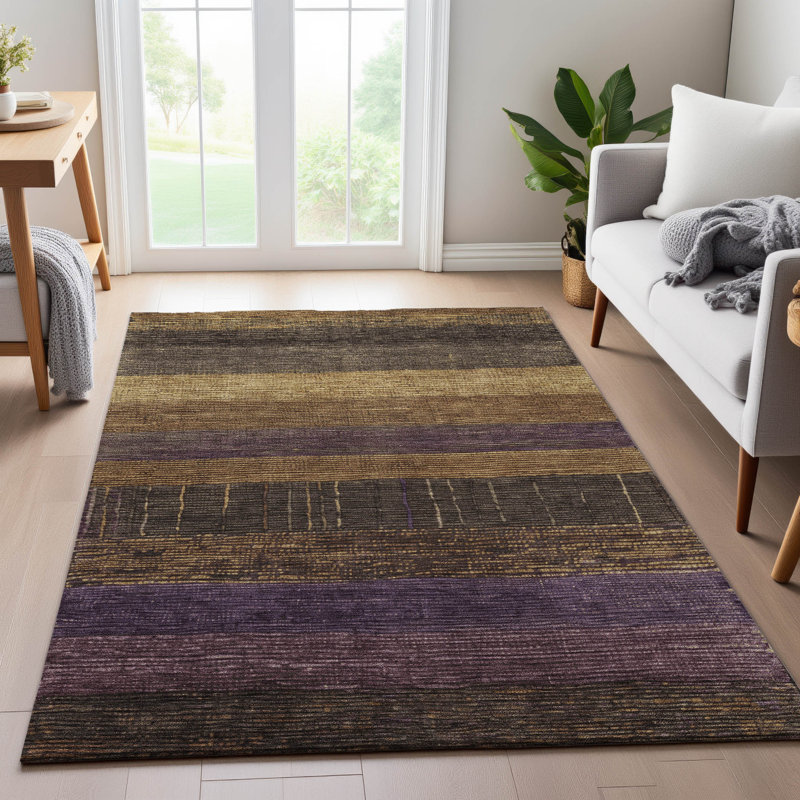 Tapis à rayures lavable à la machine Premium AMF1568, Rectangulaire 3 pi x 5 pi