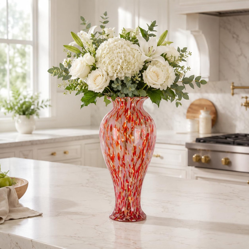 Red Glass Bottle-Shaped Vase