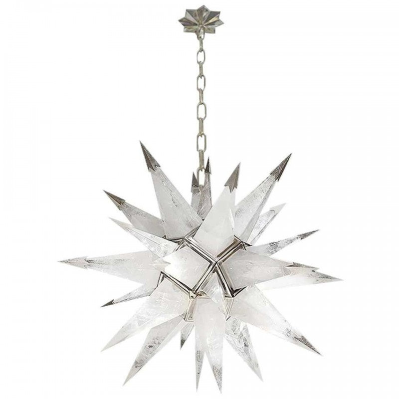 Lustre sphérique clair Spoutnik Dona Rock Quartz, Chrome poli, Noir, 60” WIDE X 60” HEIGHT