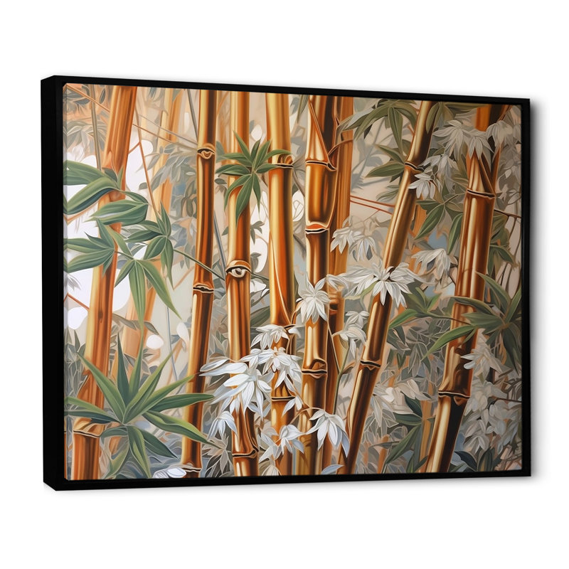 Bamboo Minimalm Beauty sur toile, Cadre flottant noir, H 12 po x l 20 po x P 1 po
