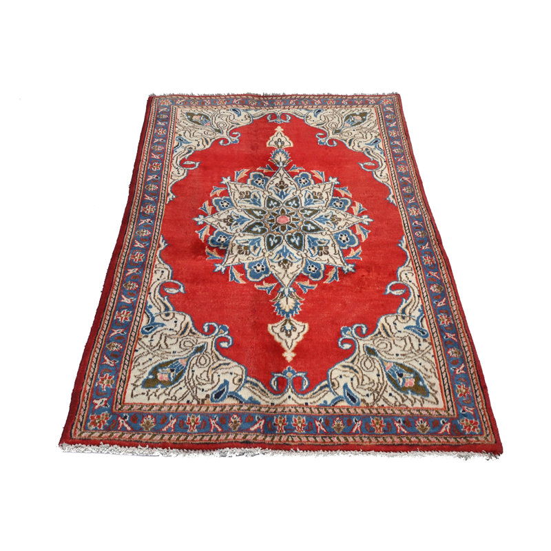 Tapis semi-antique rouge traditionnel 3x5