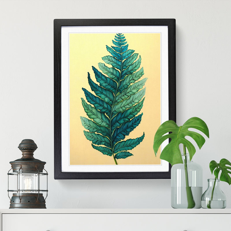 Retro Fern Leaf Vol.1 1 Piece Single Picture Frame Wall Art, 64cm H x 46cm W x 2cm D, Black