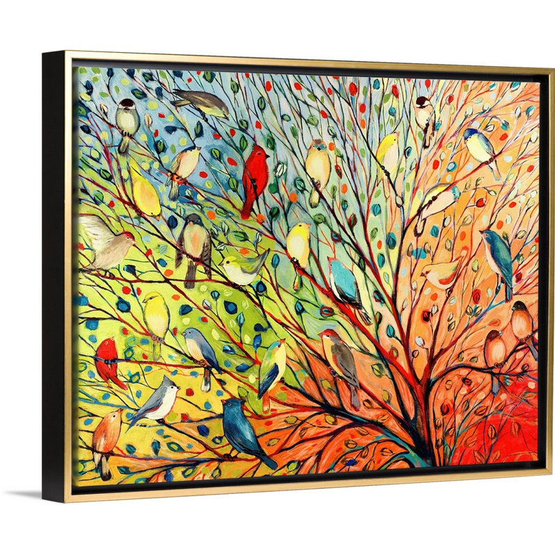 «Twenty Seven Birds», reproduction d'impression, H 34 po x l 42 po, Impression encadrée sans passe-partout, Doré