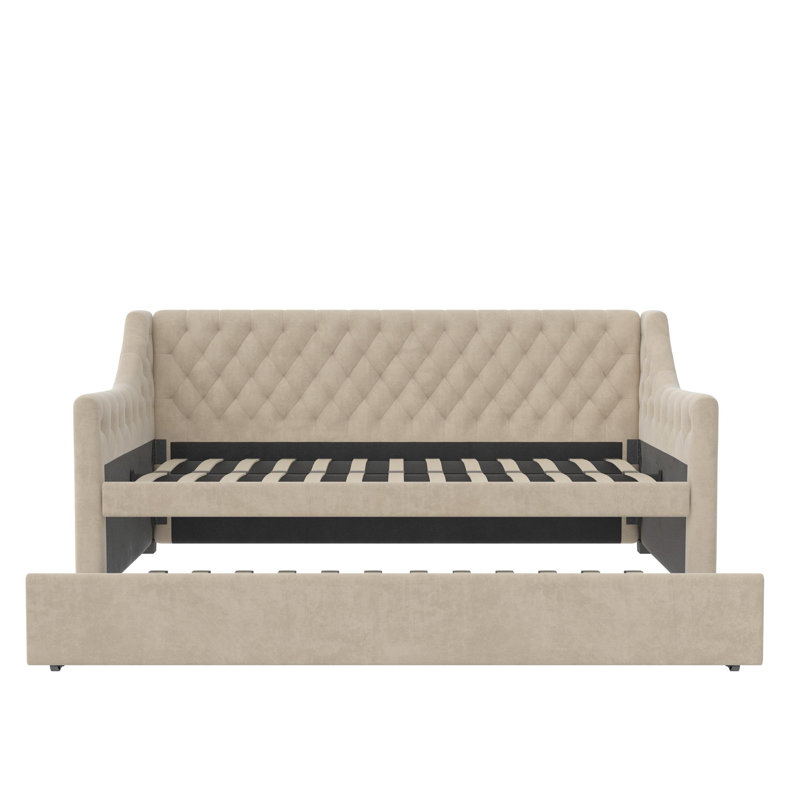 Antonia Upholstered Daybed with Trundle, Ivory