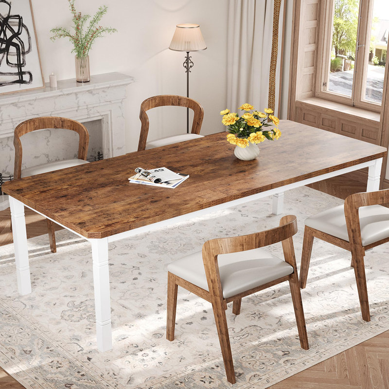 Table de cuisine en bois pour 6 à 8 personnes, grande table de salle à manger avec structure en métal robuste, longue table pour la salle à manger, cuisine