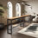 Table de bar en bois massif de style industriel