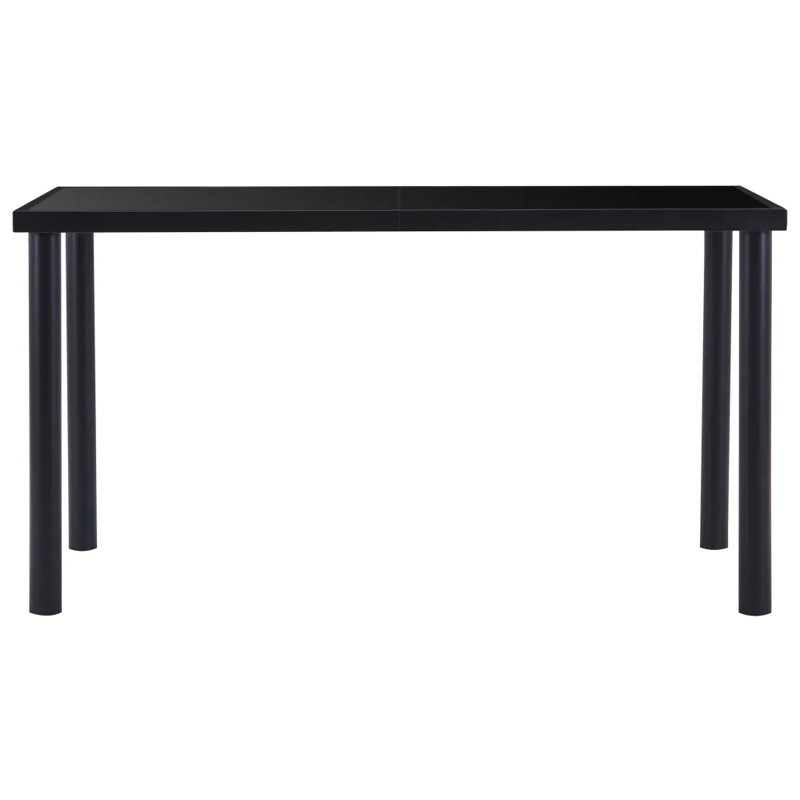 Searcy Glass Top Metal Base Dining Table, Black, 75cmH x 180cmL x 90cmW