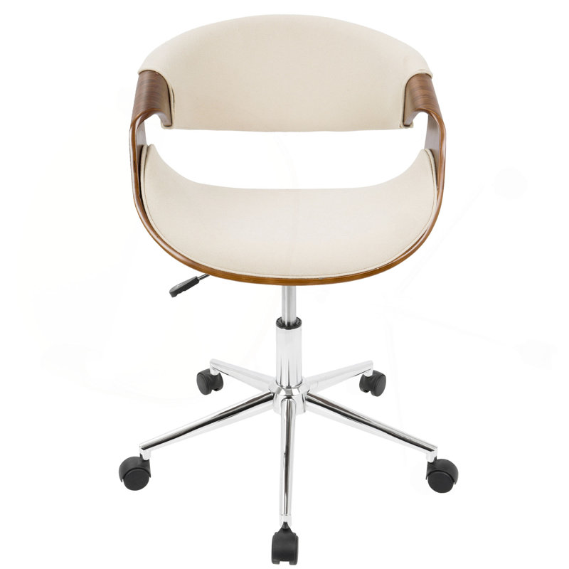 Chaise de bureau en noyer et crème