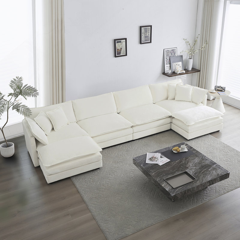 Comfort U - Shaped Couch: Reversible Chaise, Modular Large U - Shape, Double Extra Ottomans