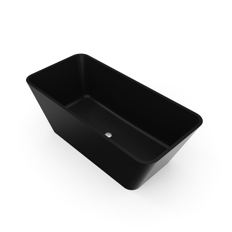 67 Inch Freestanding Solid Surface Soaking Bathtub With Black Matte Finish For Medium To Large Bathrooms, Ergonomic Design Comfort, One - Piece Construction Durability Bathtub, Matte, And Bathrooms