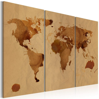 " The World Painted With Coffee " 3 - Pieces