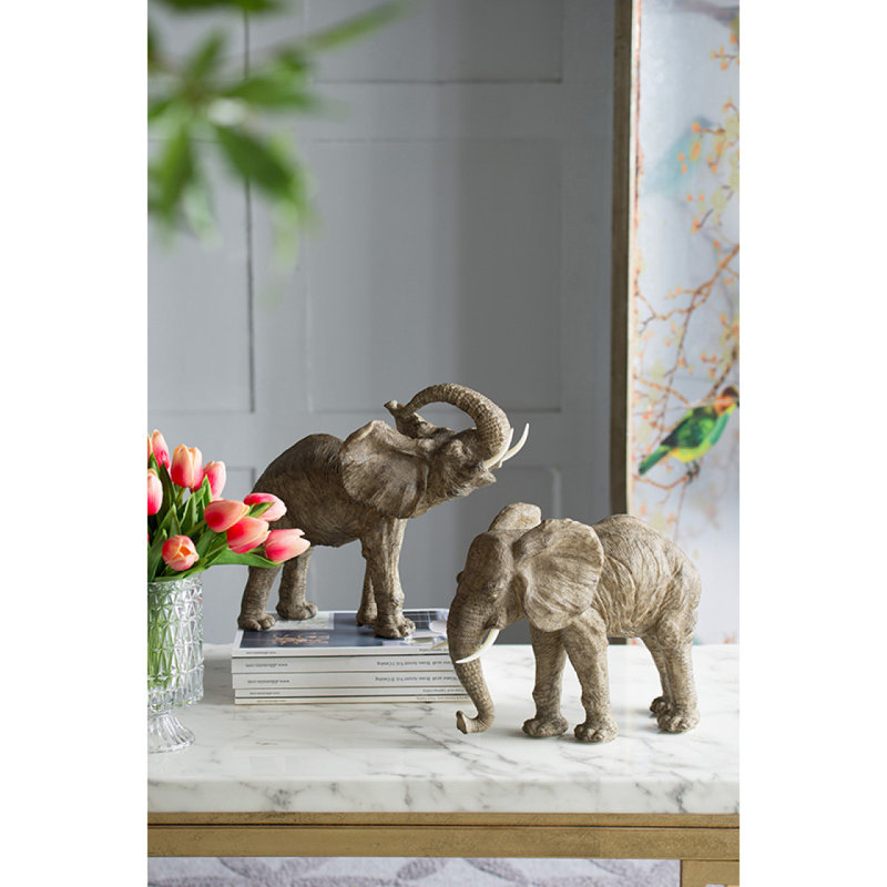 15X8x12" Tai Polyresin Elephant Accent,Trumpeting