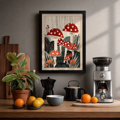 Woodland Toadstools Botanical - Framed Print