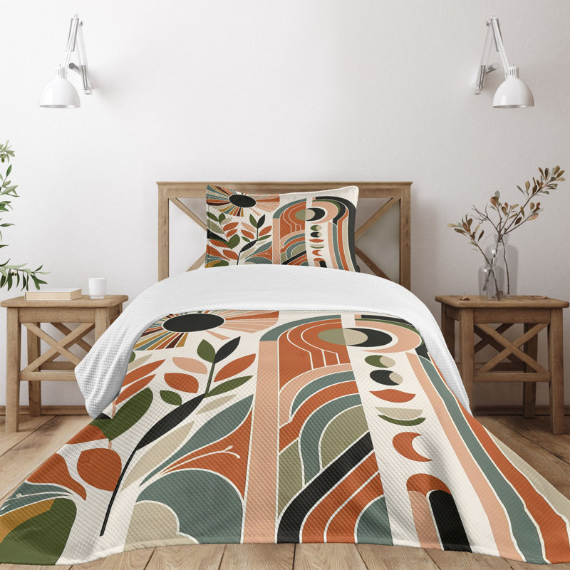 Polyester Floral Coverlet, Twin Coverlet / Bedspread + 1 Standard Sham