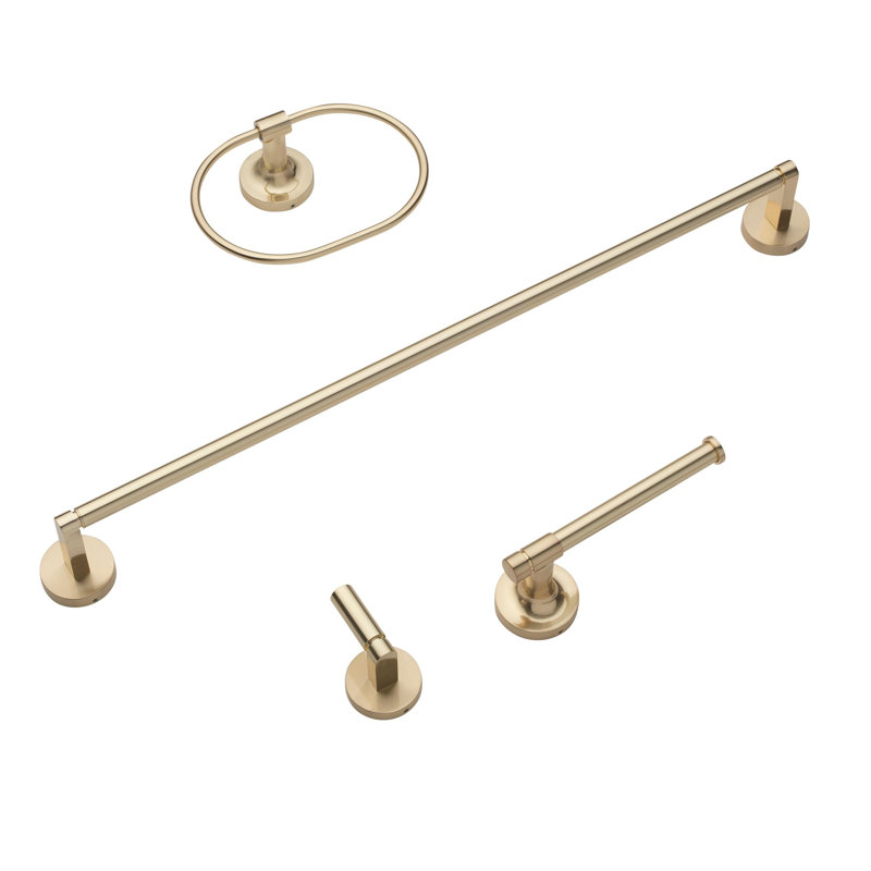 Ensemble de quincaillerie de salle de bain 4 pièces Avalon - 9024-Kit-RD, Or champagne
