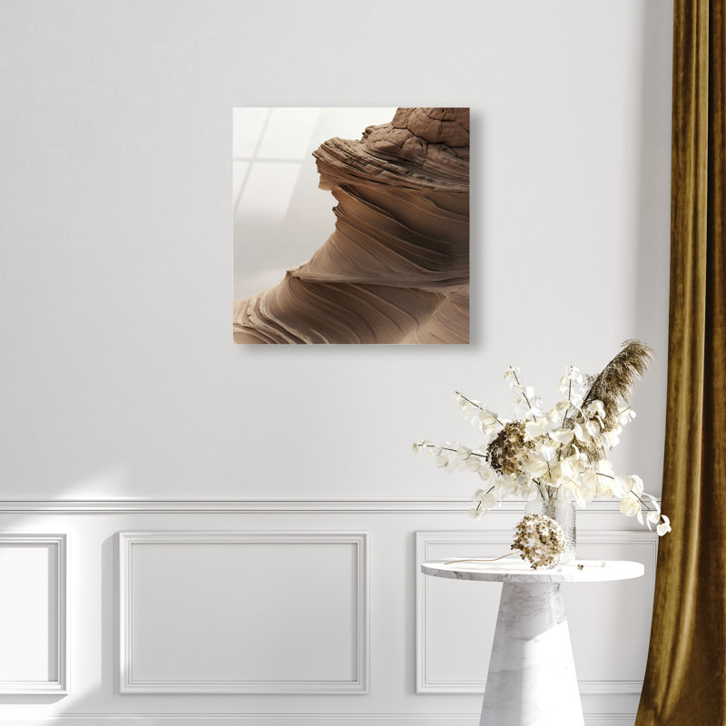Stoic Sandstone I High-Gloss Frameless Acrylic Glass Wall Art Abstract Print by Oliver Gal, Ready to Hang, 12 x 12
