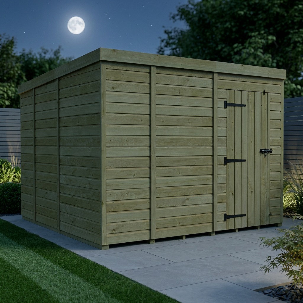 Total Sheds 9ft x 9ft Pent Garden Shed - Single Door - No Windows - Pressure Treated Timber - UK Manufactured