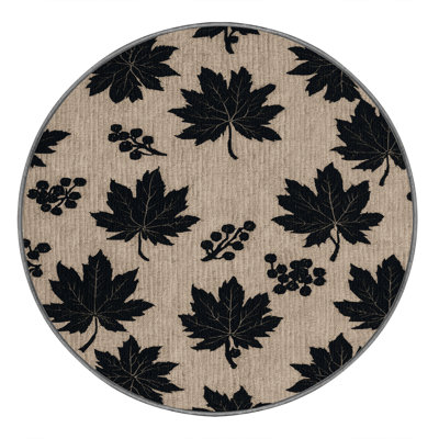  Washable Mulberry Black Fruits Area Rug