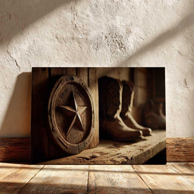 Étoile du Texas et bottes de cowboy, art mural Western