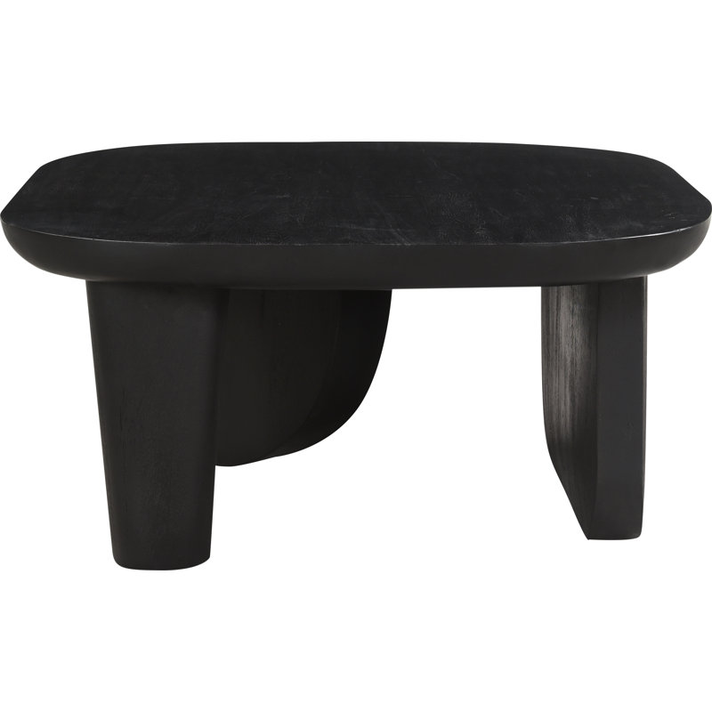 Black Solid Wood Sculptural Coffee Table