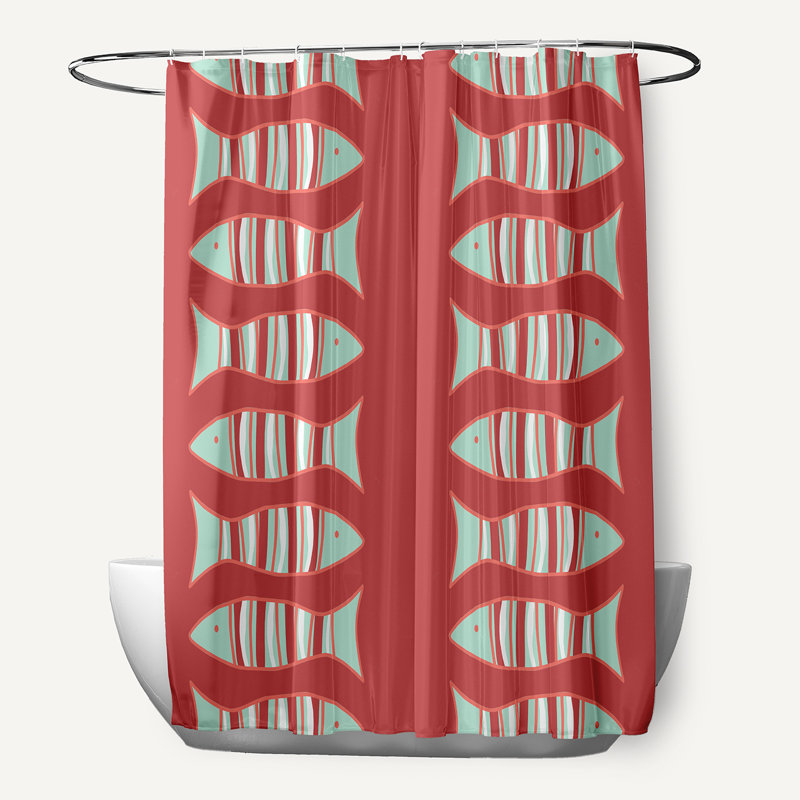 Ludwig Floral Shower Curtain, Coral