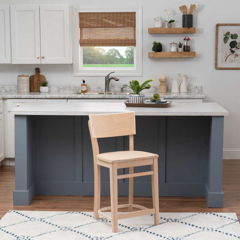 Briggs Unfinished Solid Wood Counter Stool, Beige