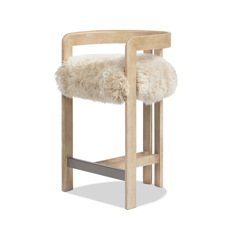 Tabouret de comptoir 26,5 po Burress, Blanc délavé
