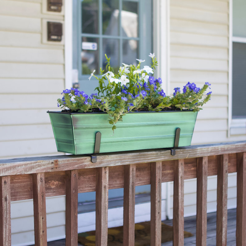Nylo Metal Railing Planter, 2" H x 4" W, Green
