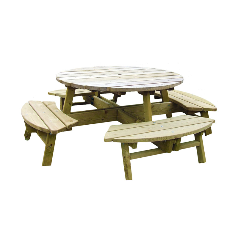 Dracut 8 - Person Wood Patio Dining Set with Round Table