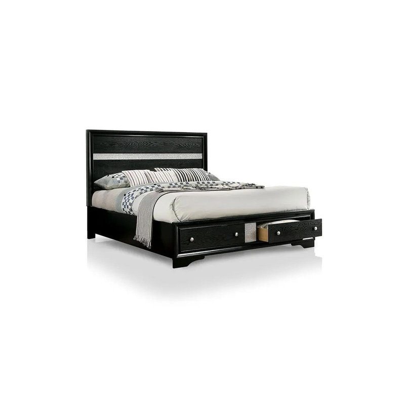 Meuble de chambre à coucher contemporain contemporain avec tête de lit grand lit 1 pièce et tiroirs