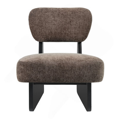 [Ensemble de 2] Méridienne brune moderne avec revêtement en polyester, base en bois robuste avec finition noire, siège d'appoint minimaliste et élégant pour le salon, la chambre à coucher ou le bureau