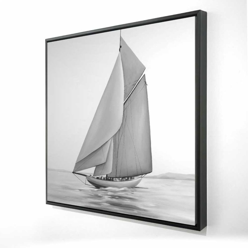 Toile de voilier rétro | Cadre monochrome, H 25,25 po x l 25,25 po