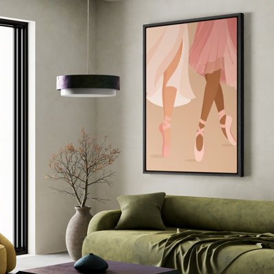 Art mural encadré sur toile - Pieds de danseuse de ballet avec tutu rose et chaussures Pointe - 16 po x 24 po, 24 po x 36 po