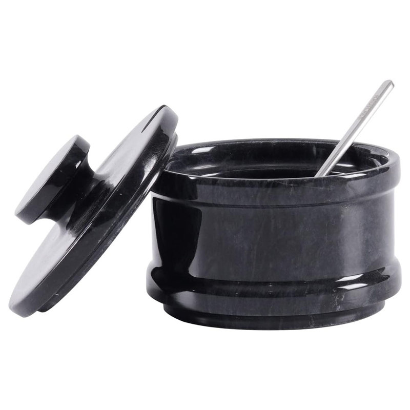 Salière faite à la main avec cuillère, Noir, noir, noir, noir